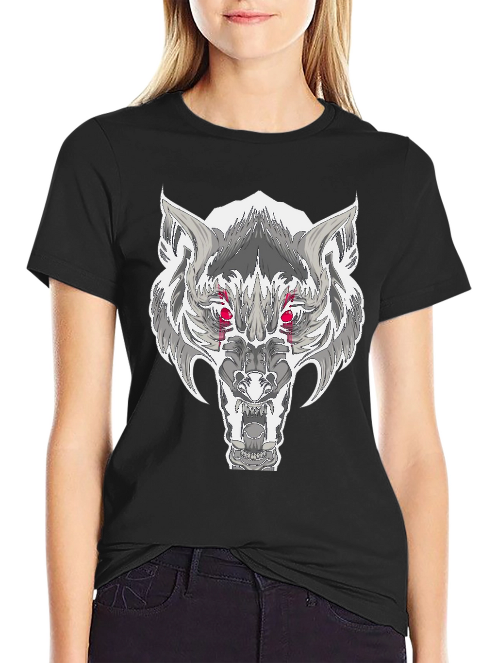 Wolf Graphic T-Shirt - Fierce Red Eyes