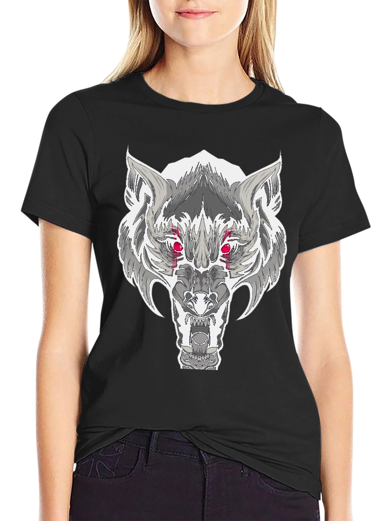 Wolf Graphic T-Shirt - Fierce Red Eyes