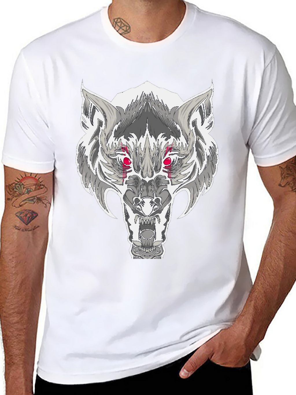 Wolf Graphic T-Shirt - Fierce Red Eyes