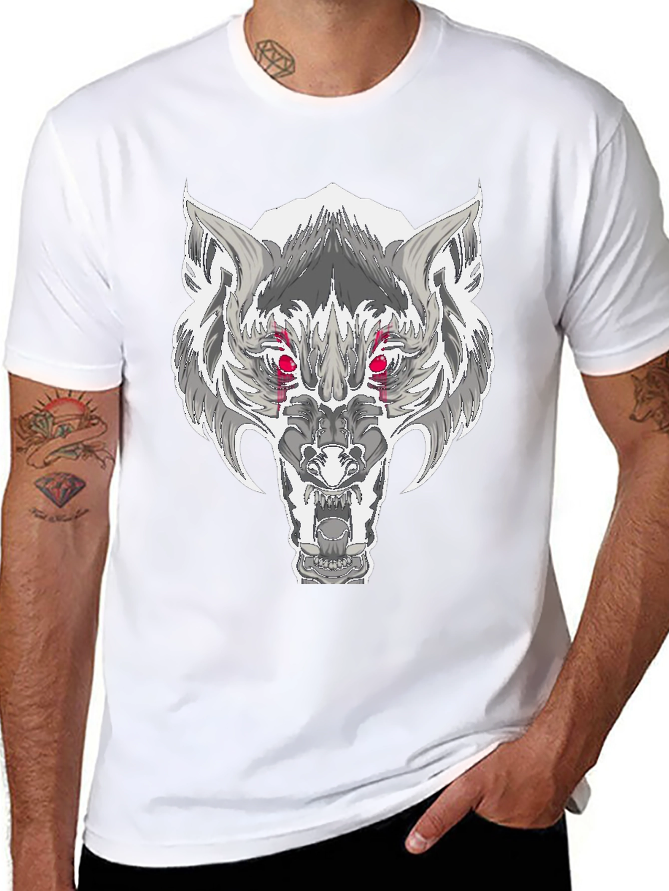 Wolf Graphic T-Shirt - Fierce Red Eyes