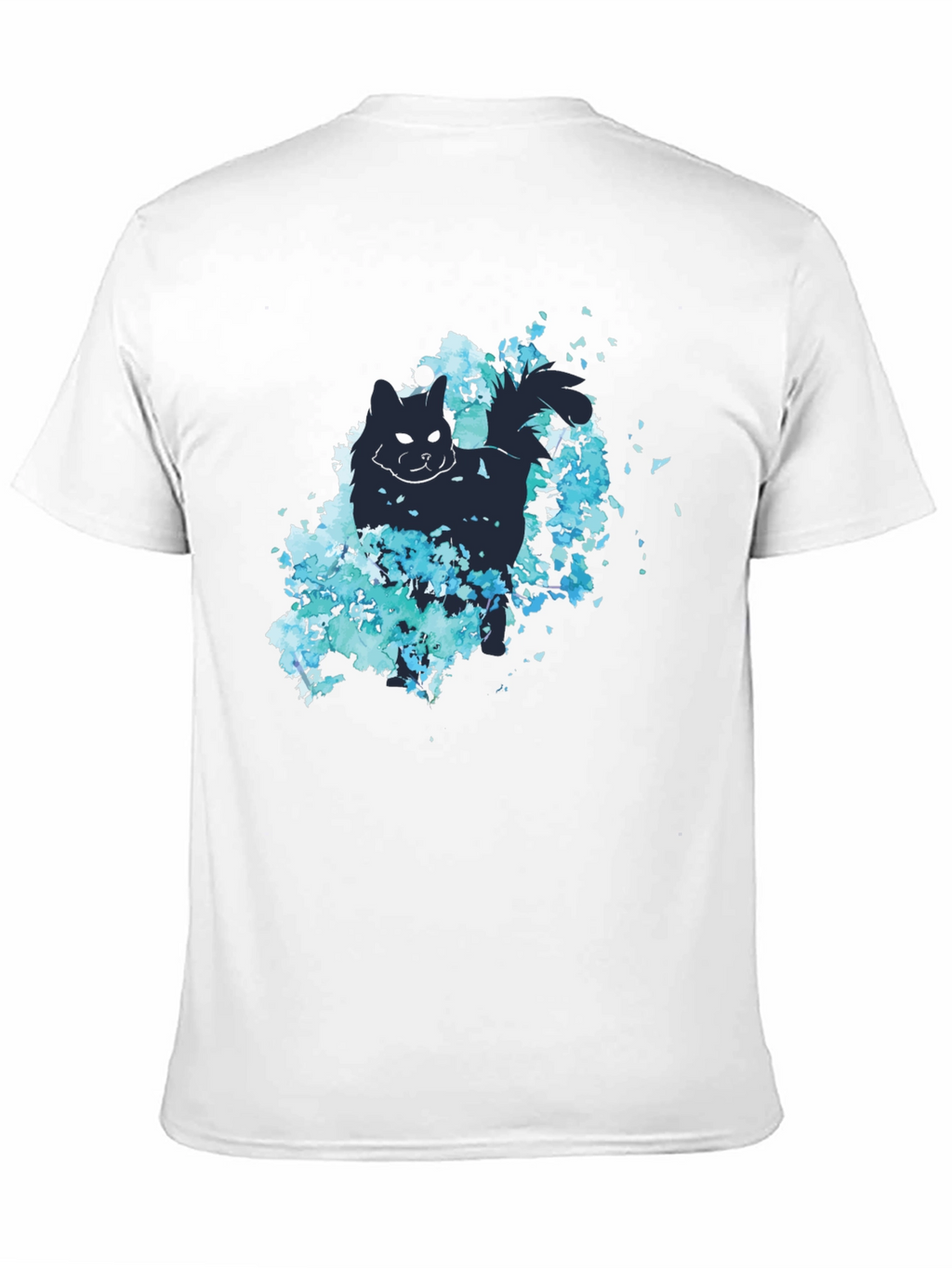 Cat Silhouette Floral Graphic Tee - Black