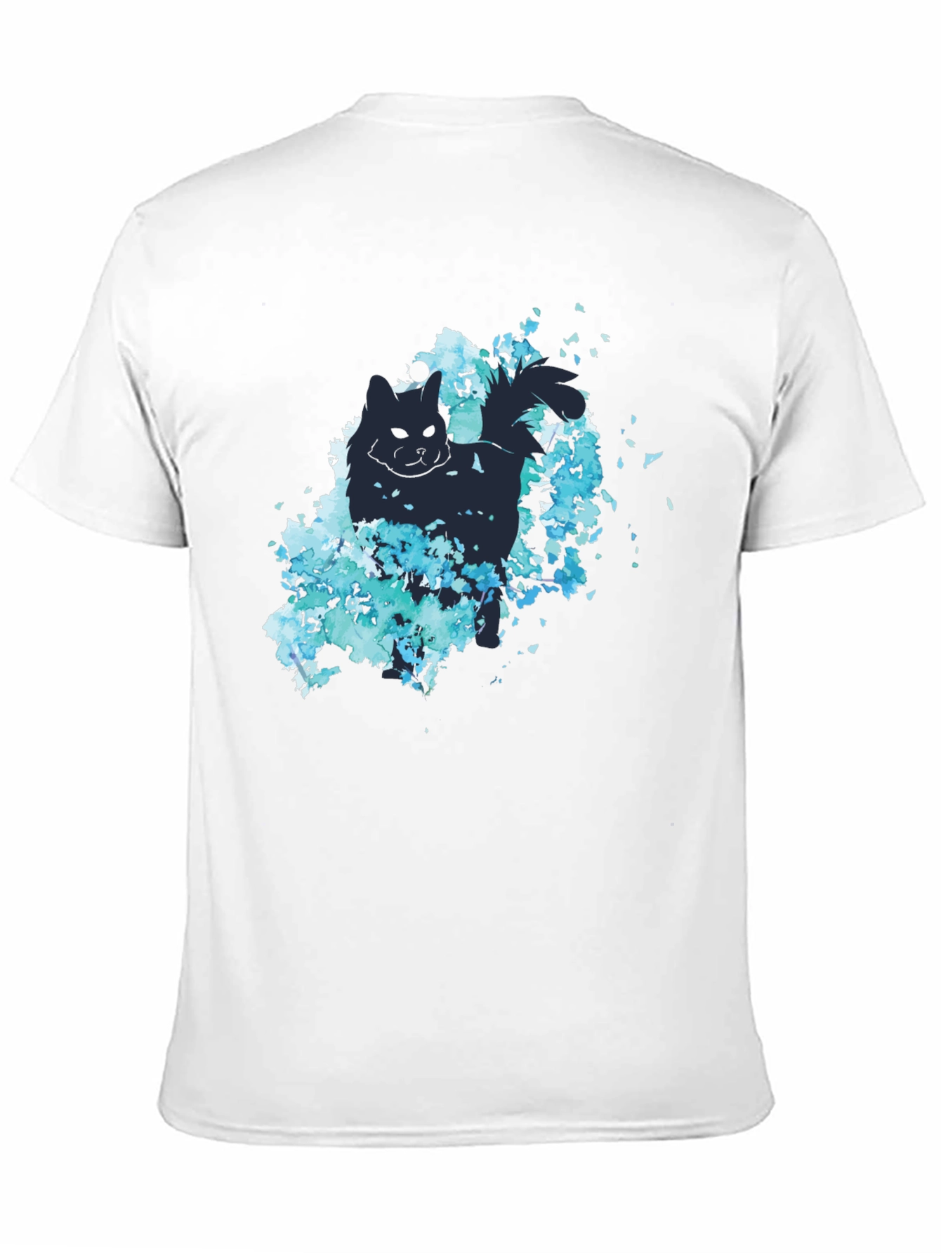 Cat Silhouette Floral Graphic Tee - Black