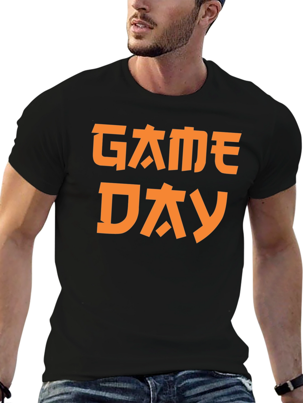 Game Day Graphic Tee - Black Cotton T-Shirt