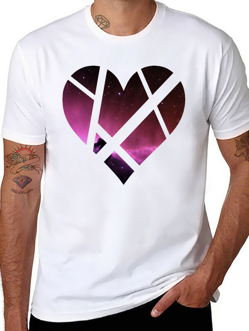 Galaxy Heart Graphic Tee - Black Cotton Blend