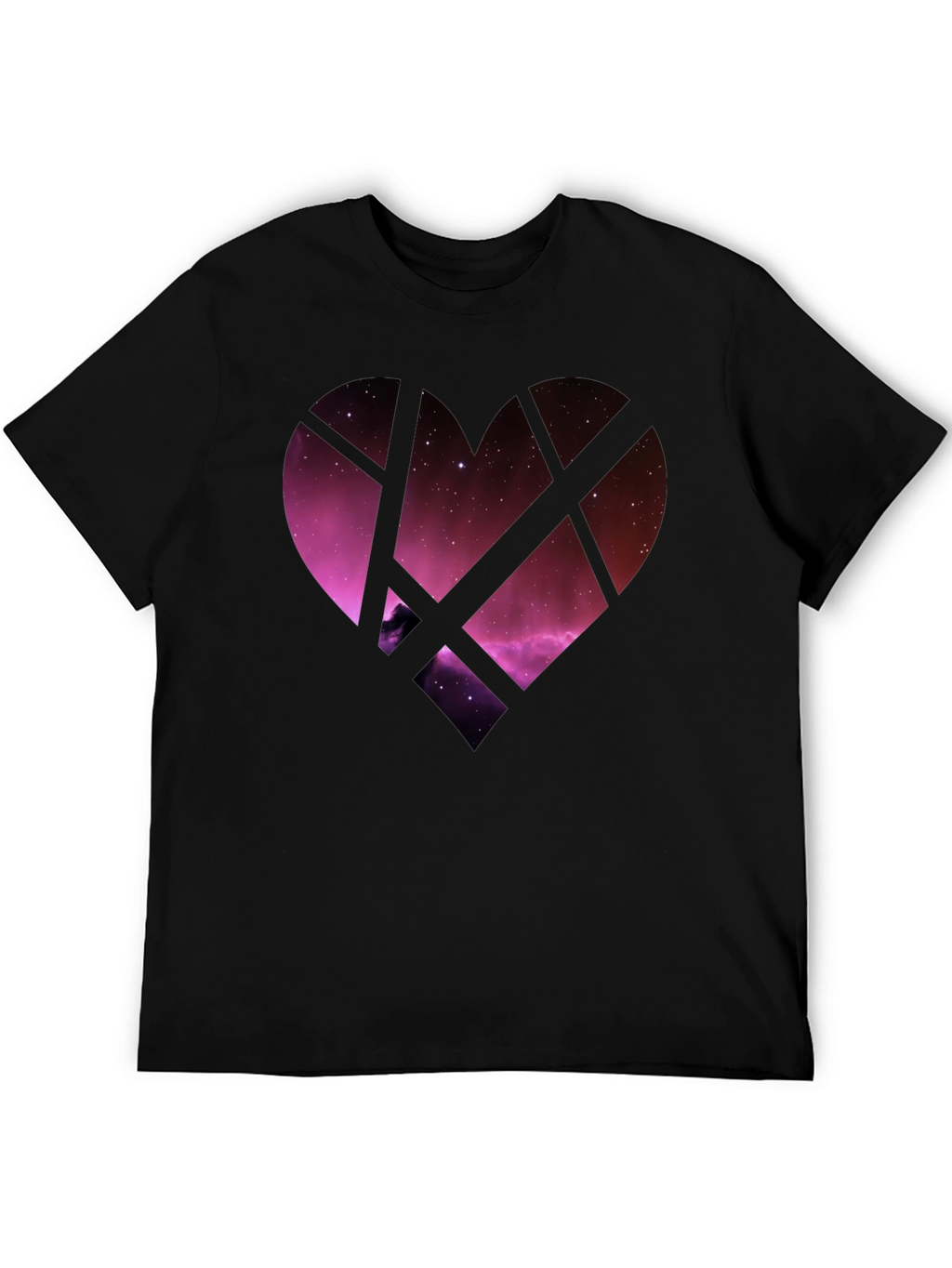 Galaxy Heart Graphic Tee - Black Cotton Blend