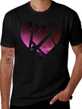 Galaxy Heart Graphic Tee - Black Cotton Blend