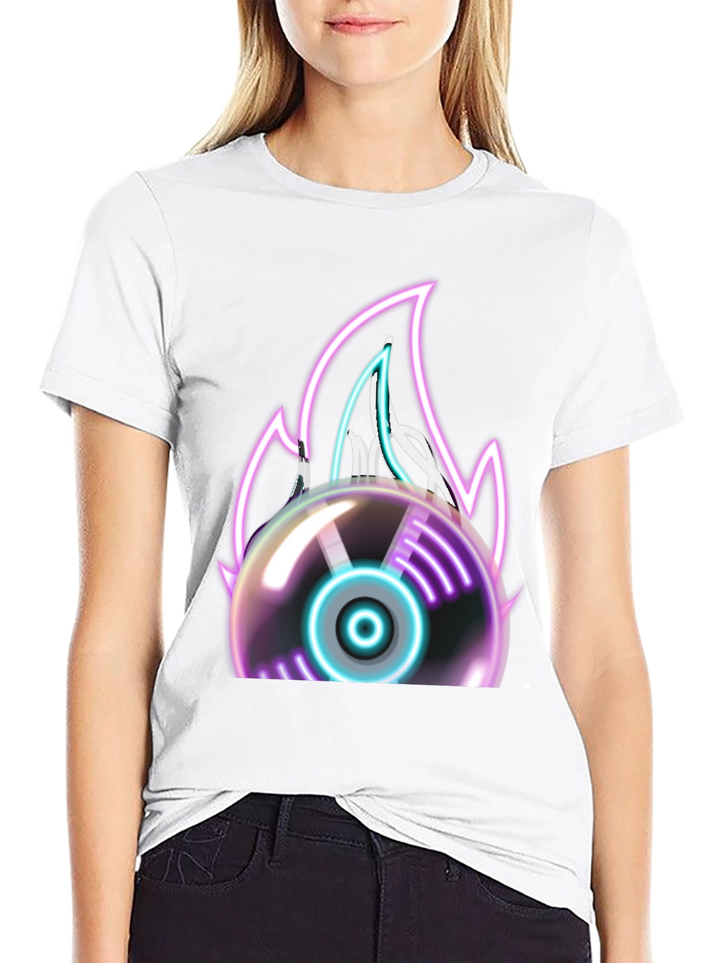 Neon Flame Vinyl Record Graphic Tee