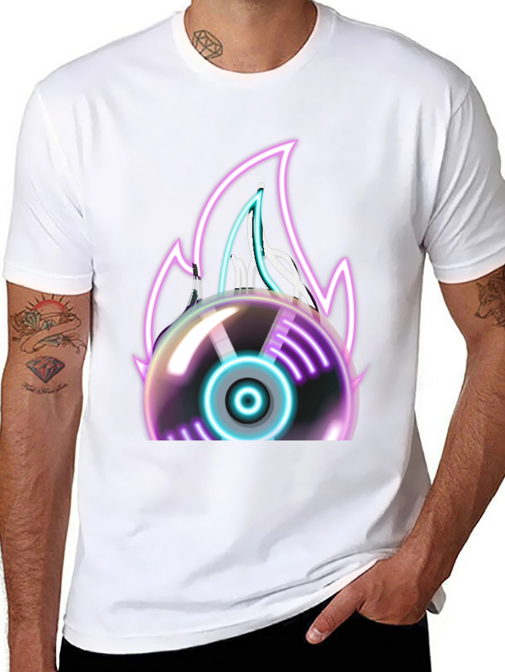 Neon Flame Vinyl Record Graphic Tee