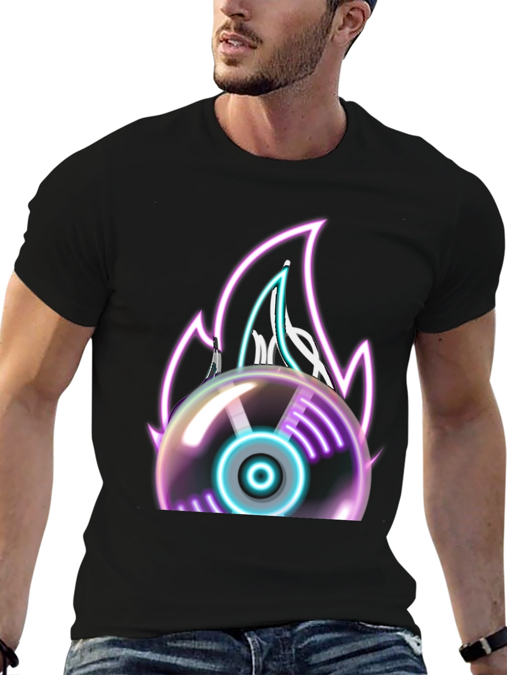 Neon Flame Vinyl Record Graphic Tee