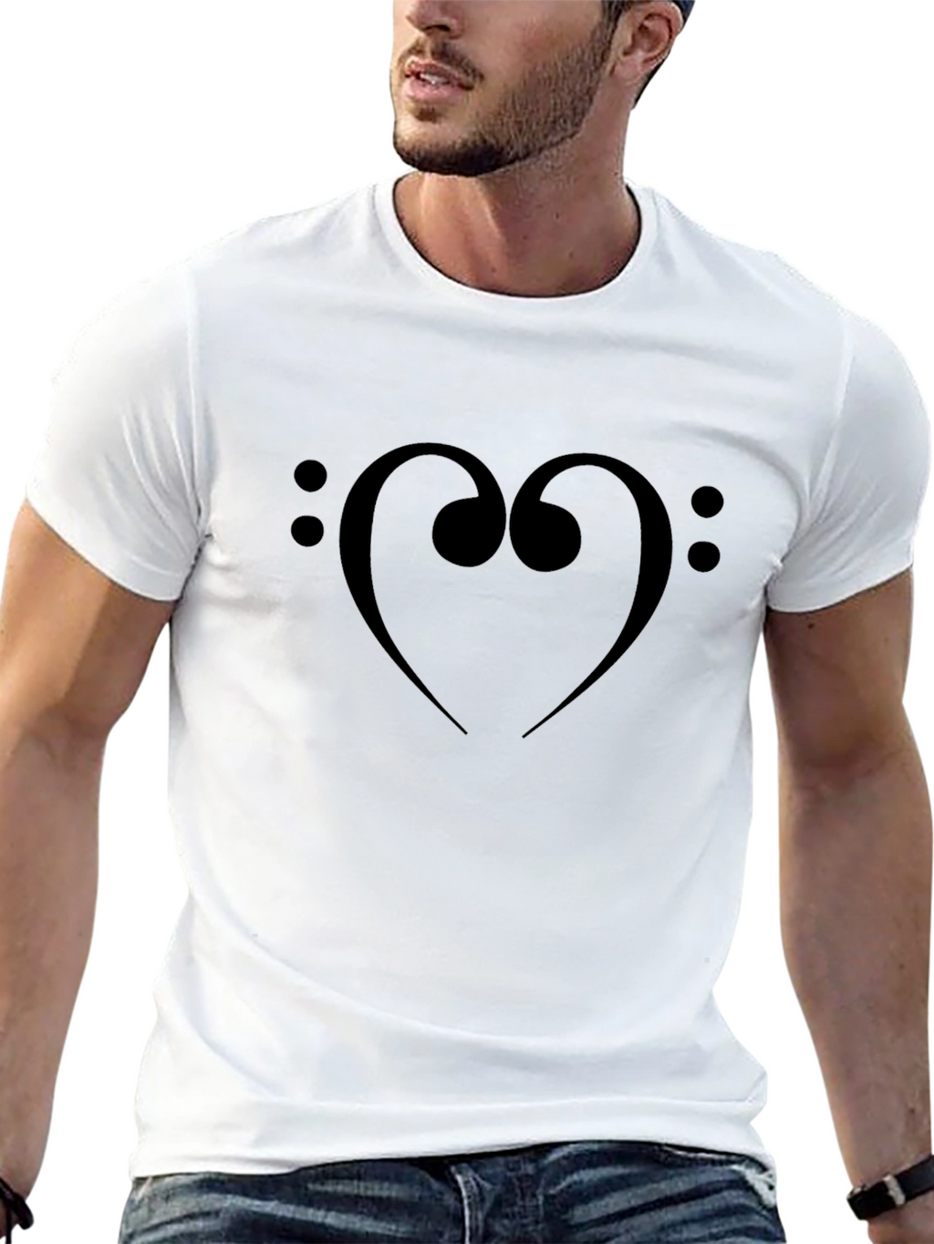 Bass Clef Heart T-Shirt - Music Lover Tee