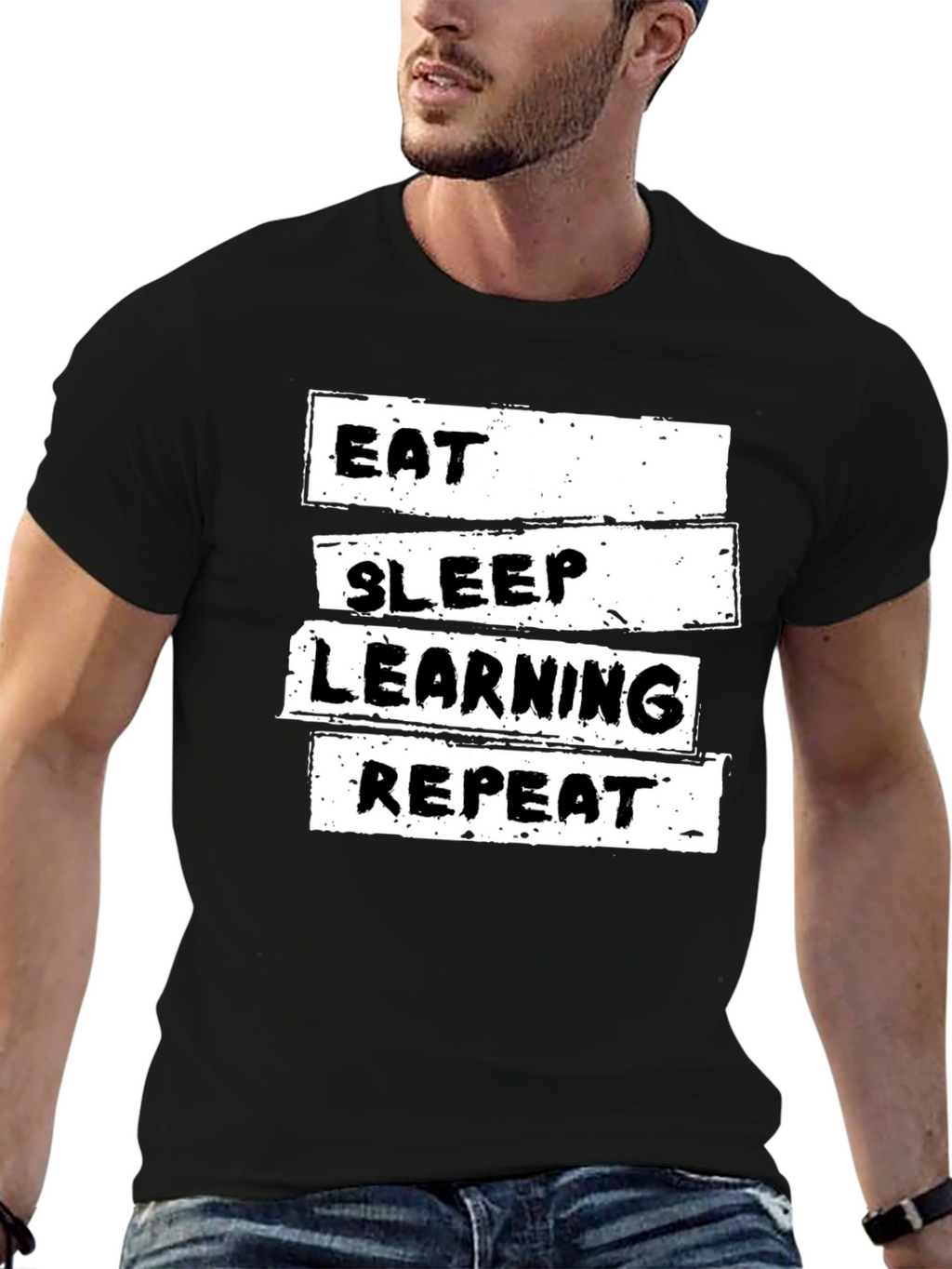 Eat Sleep Learning Repeat T-Shirt - Black
