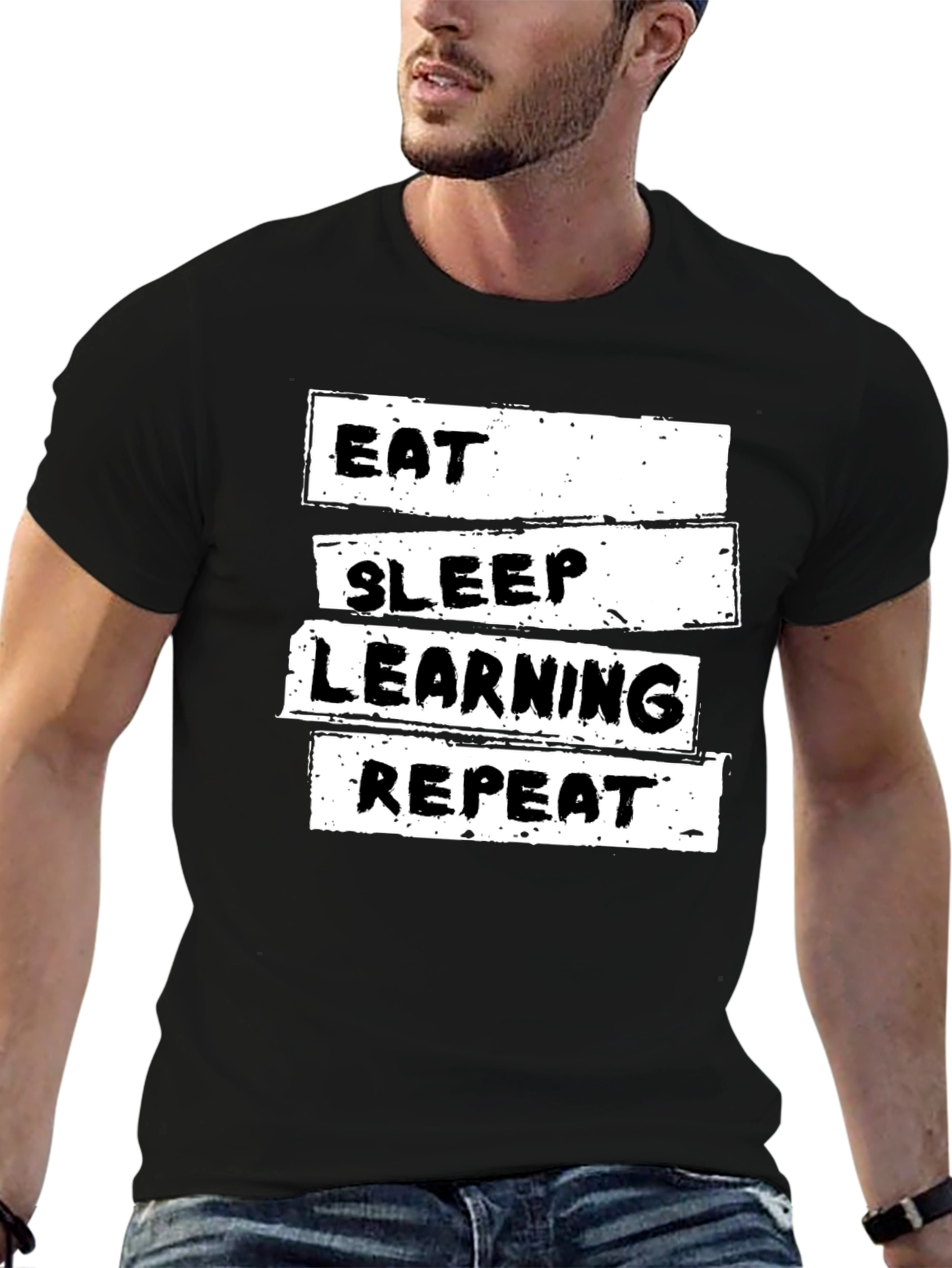 Eat Sleep Learning Repeat T-Shirt - Black