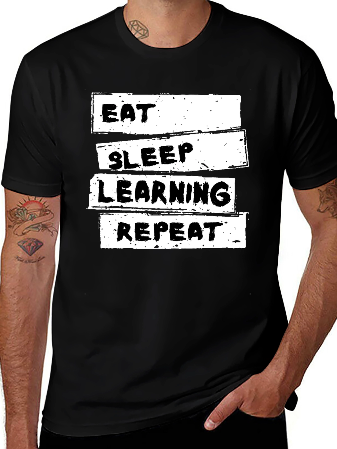 Eat Sleep Learning Repeat T-Shirt - Black