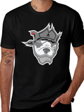 Pirate Dog Graphic Tee - Black Cotton Blend Shirt