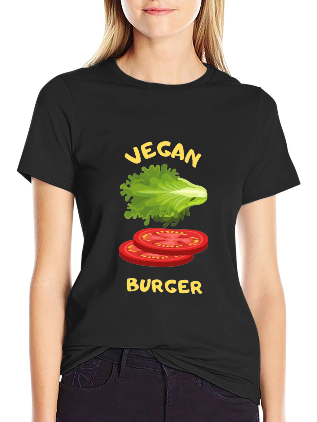 Vegan Burger Graphic T-Shirt - Black