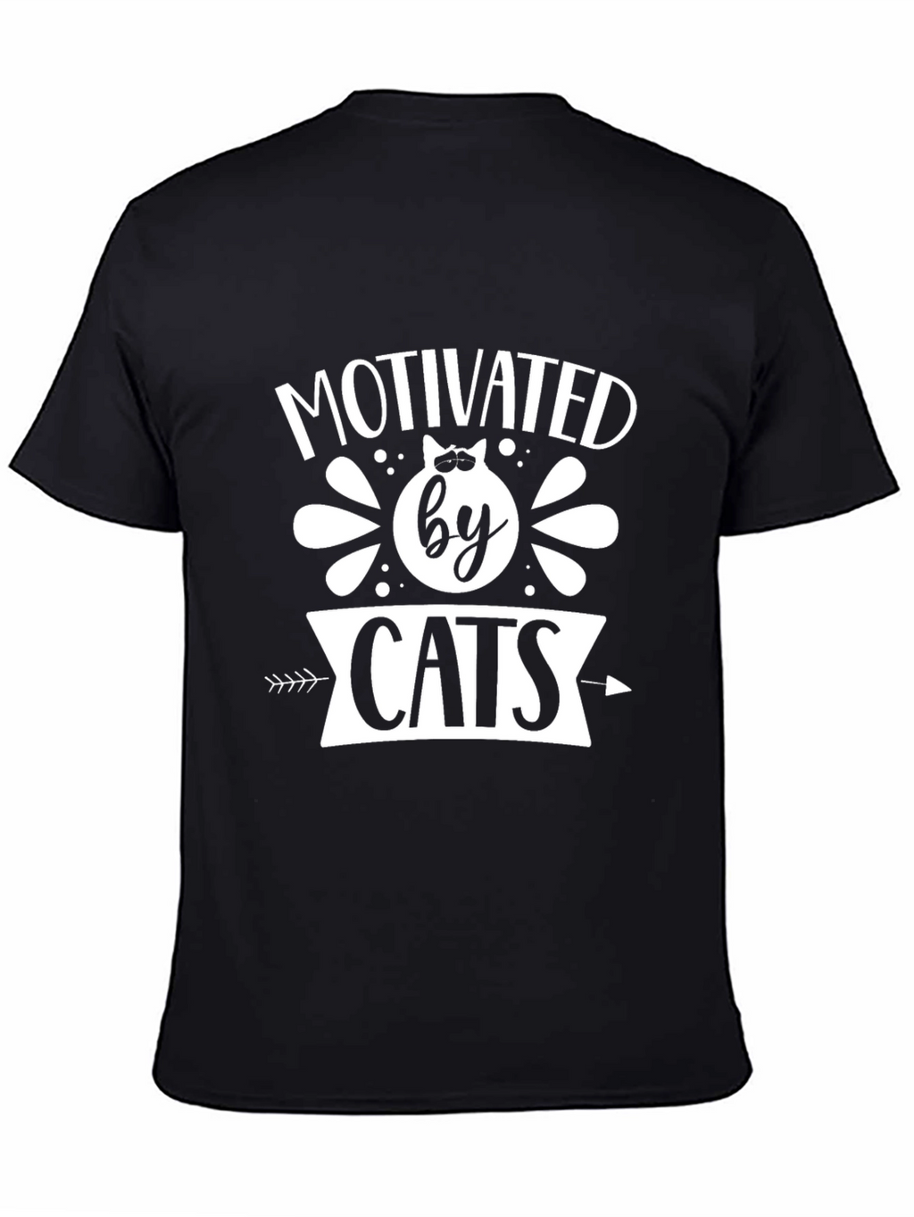 Motivated by Cats Graphic Tee - Black Cotton T-Shirt