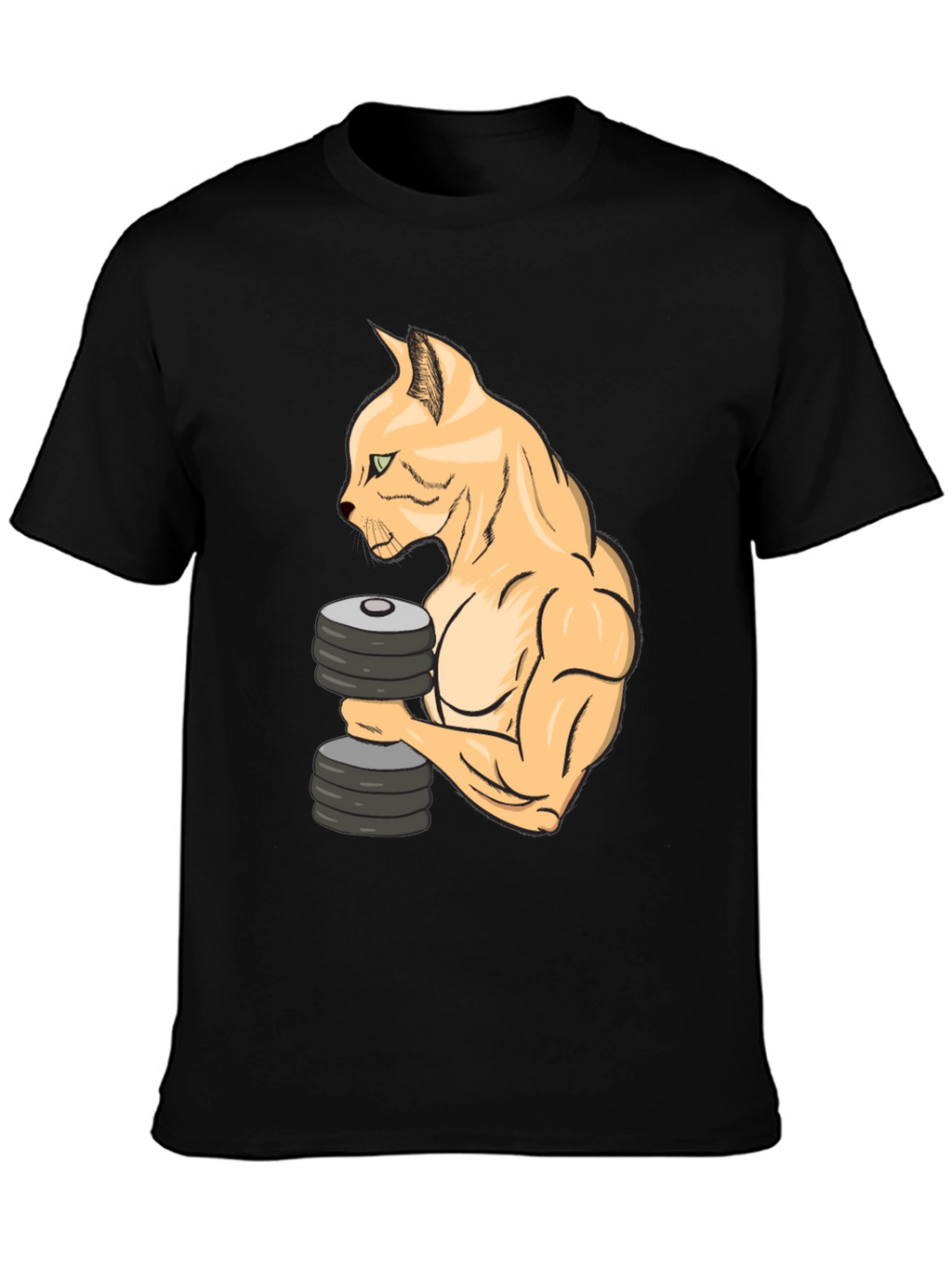 Funny Gym Cat Lifting Weights T-Shirt