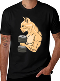 Funny Gym Cat Lifting Weights T-Shirt