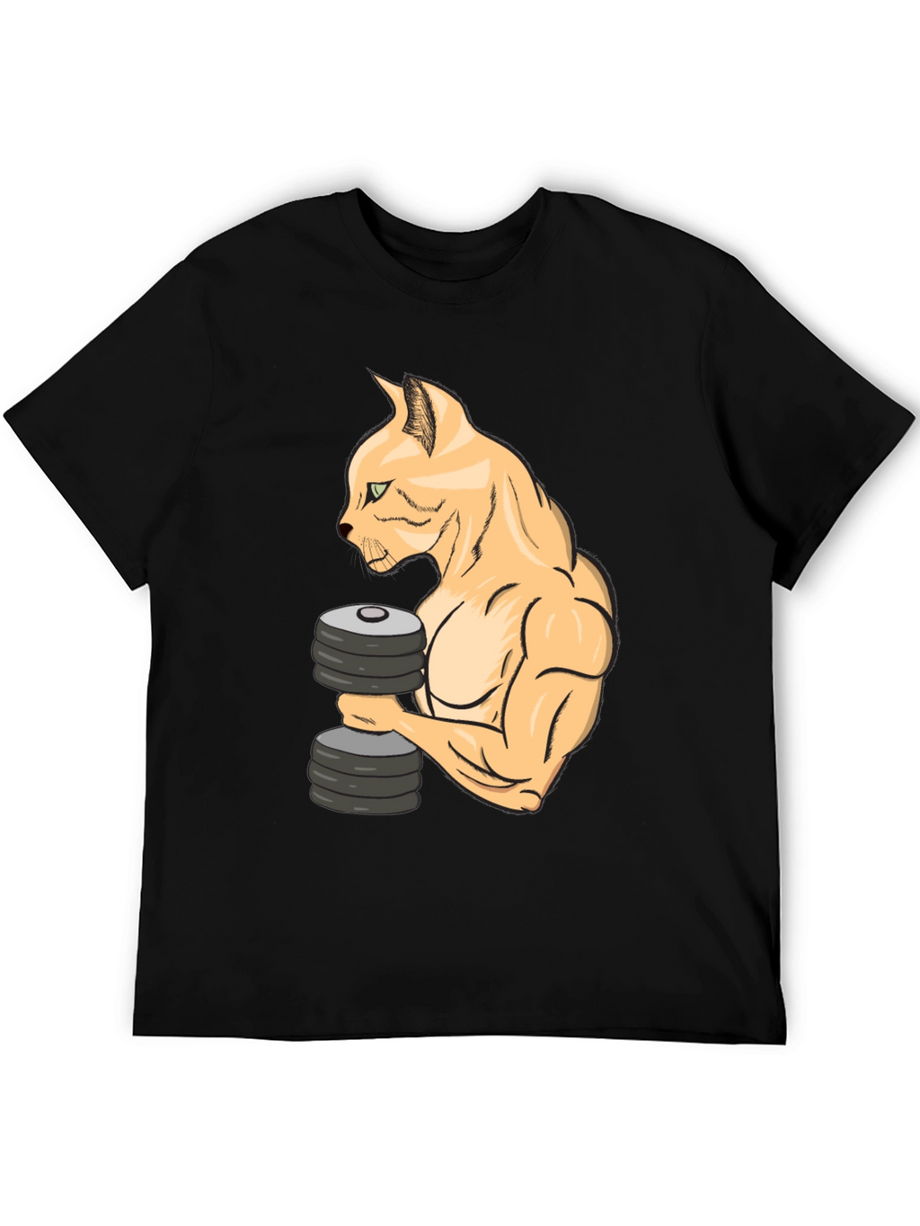 Funny Gym Cat Lifting Weights T-Shirt