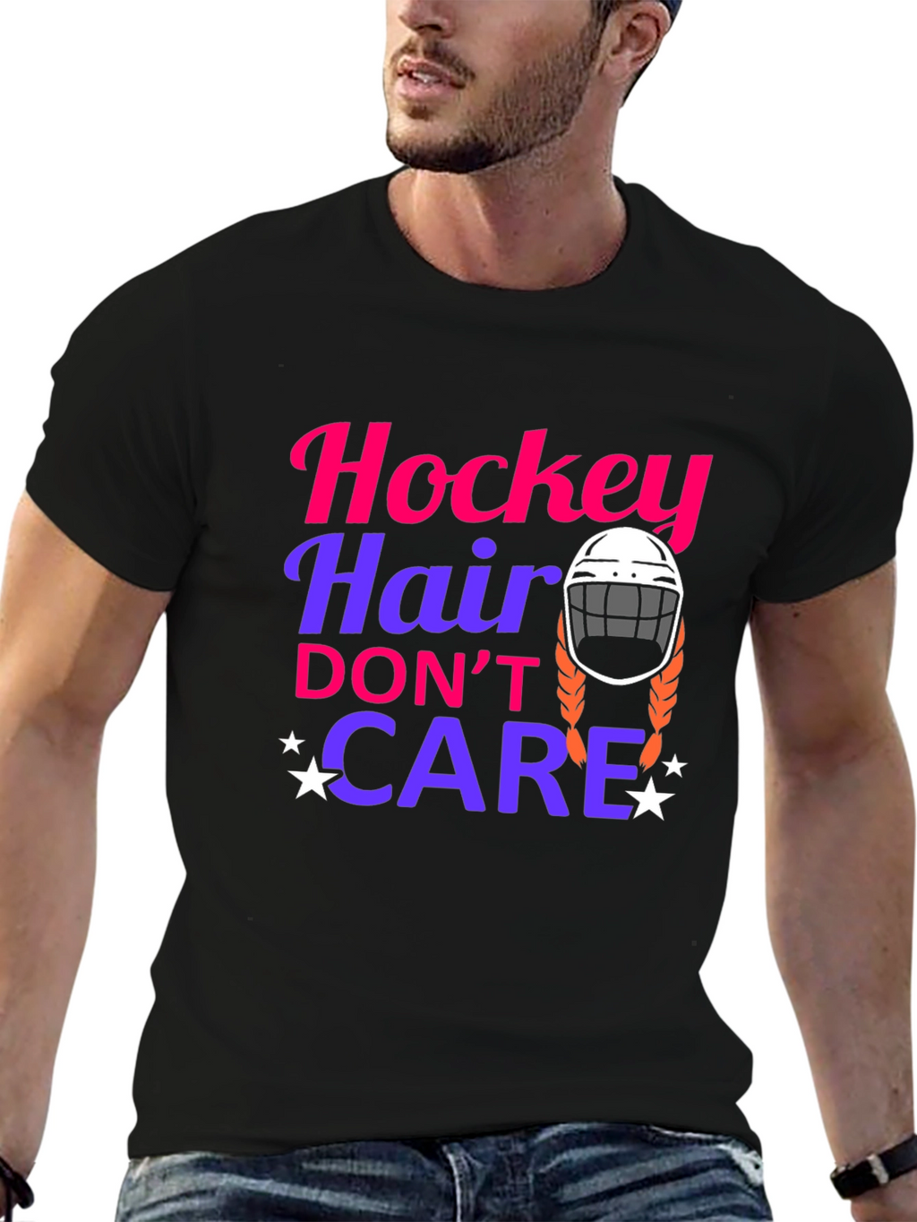 Hockey Hair Dont Care Graphic Tee