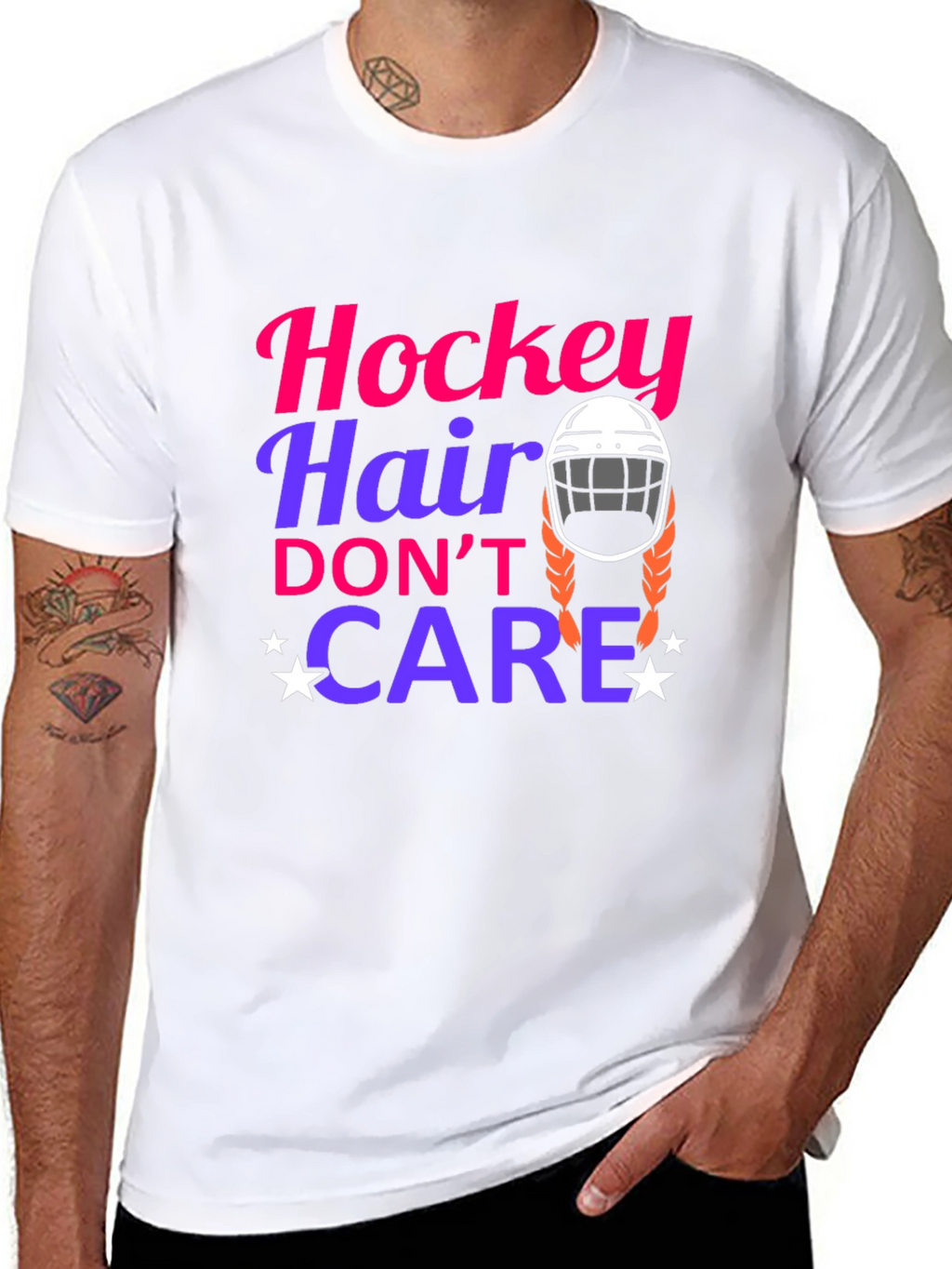 Hockey Hair Dont Care Graphic Tee
