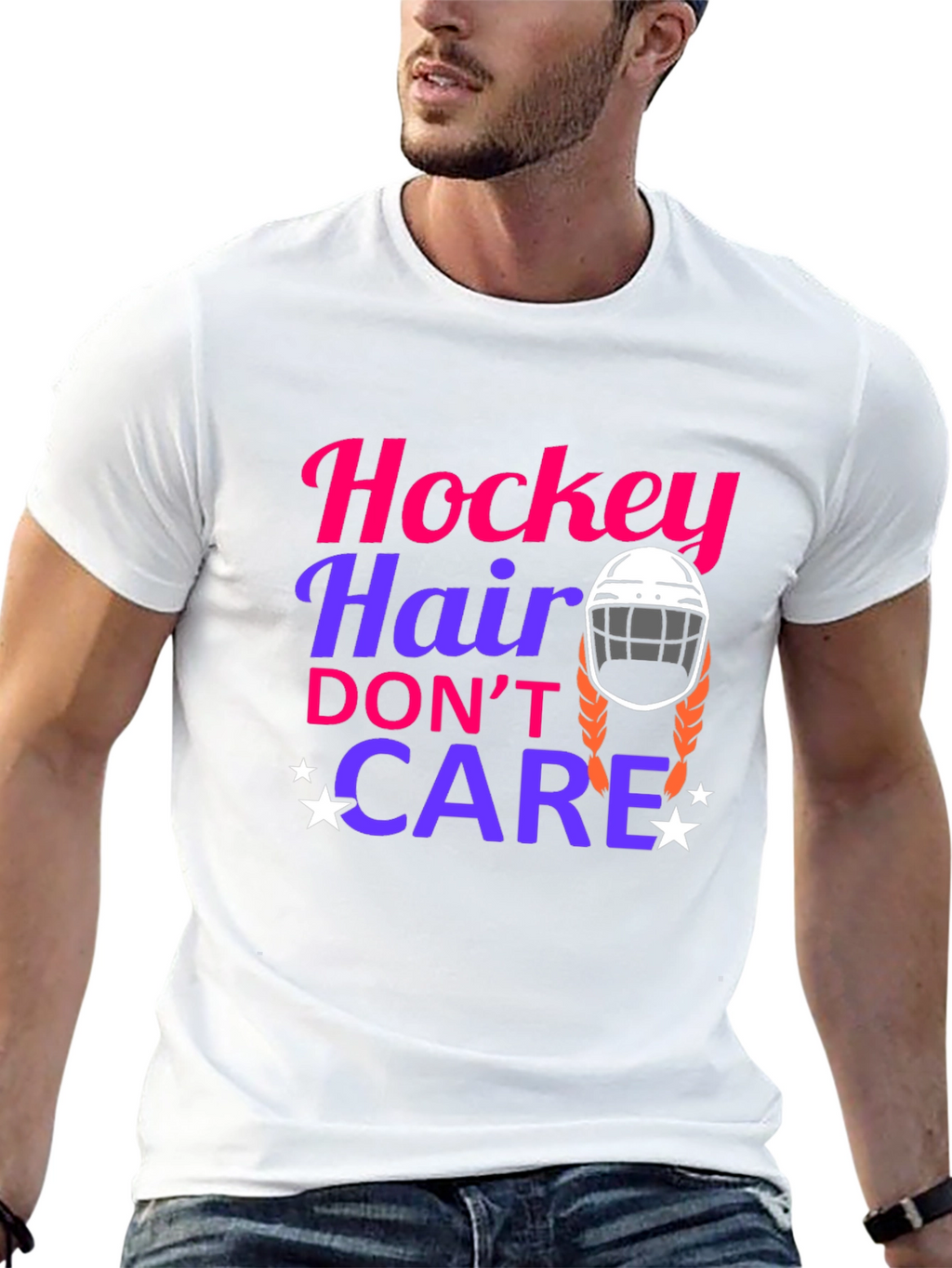Hockey Hair Dont Care Graphic Tee