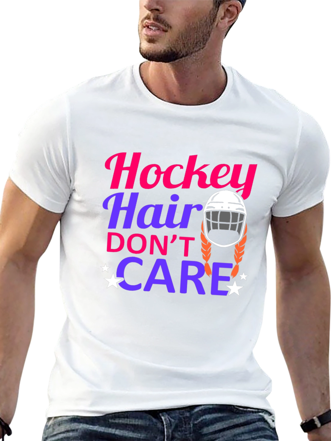 Hockey Hair Dont Care Graphic Tee