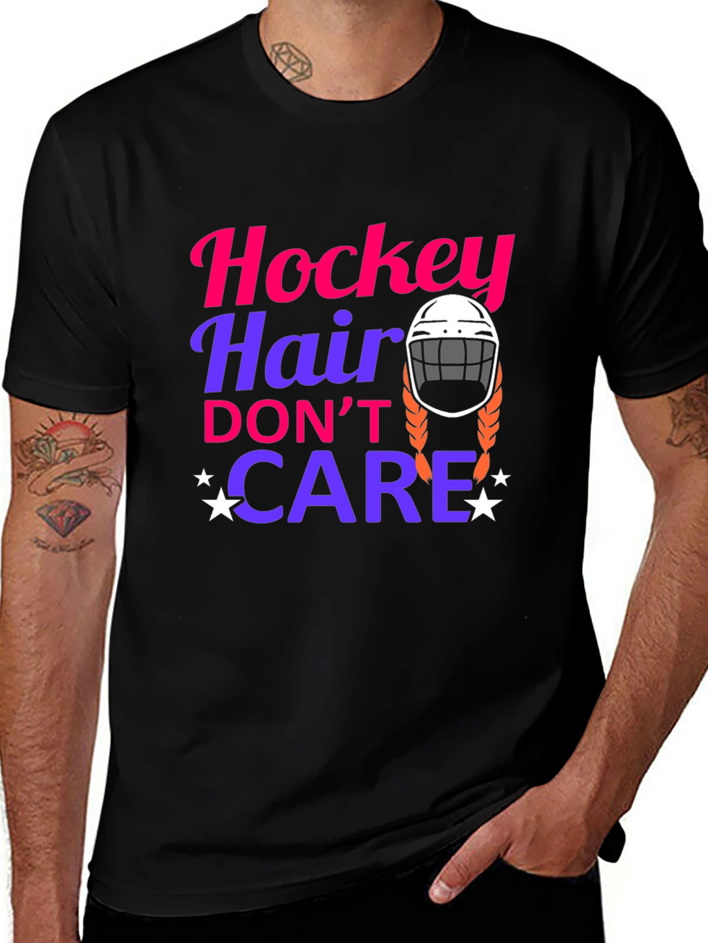 Hockey Hair Dont Care Graphic Tee