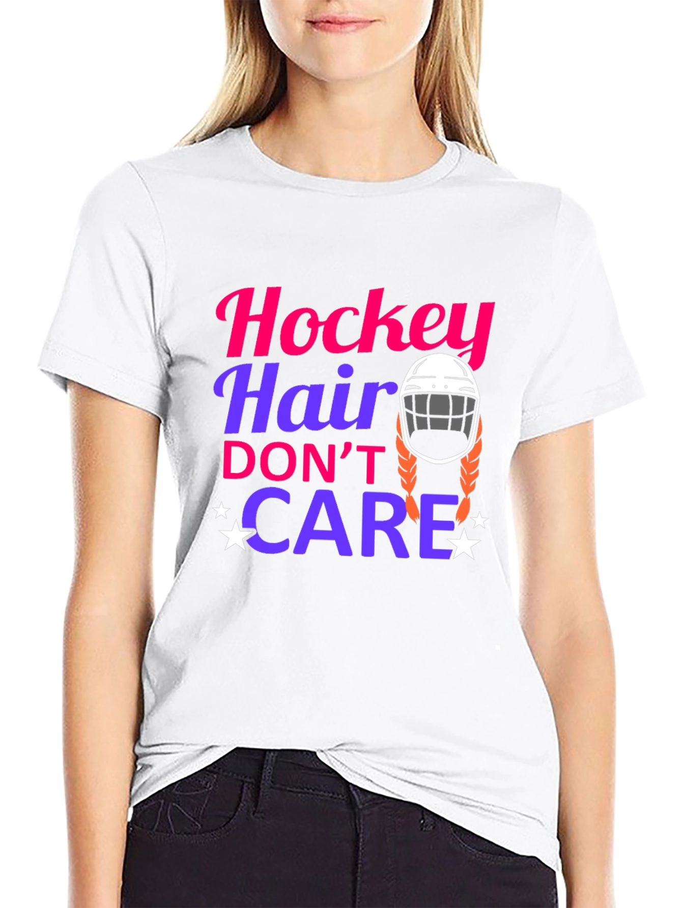 Hockey Hair Dont Care Graphic Tee
