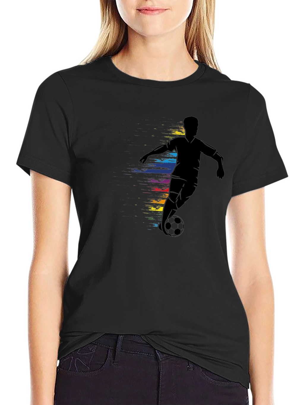 Soccer Player Graphic Tee - Black Cotton Comfort
