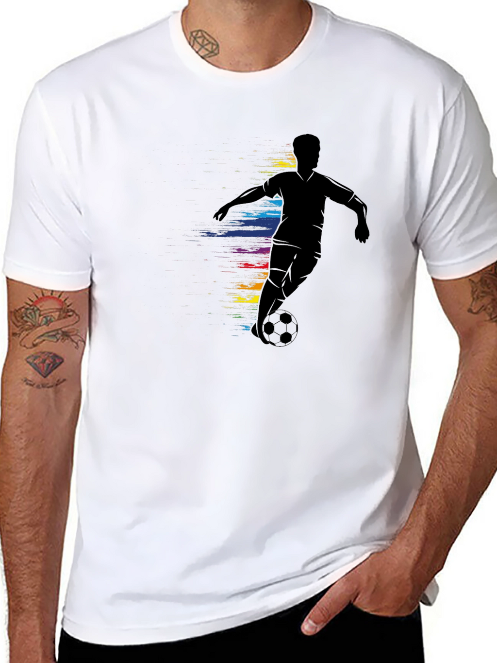 Soccer Player Graphic Tee - Black Cotton Comfort