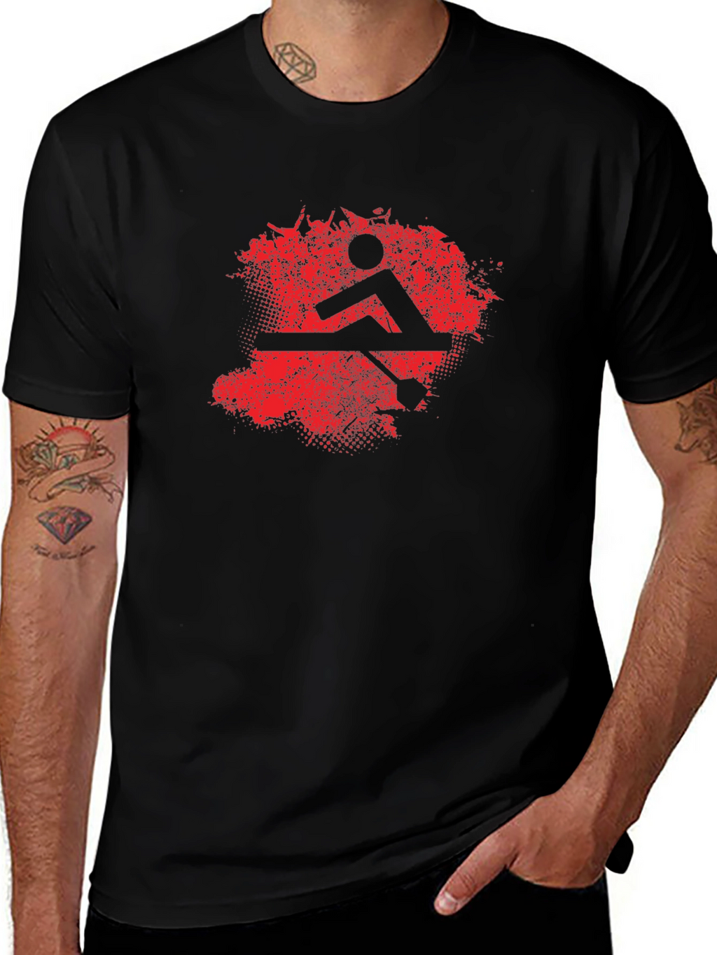 Rowing Graphic T-Shirt - Black