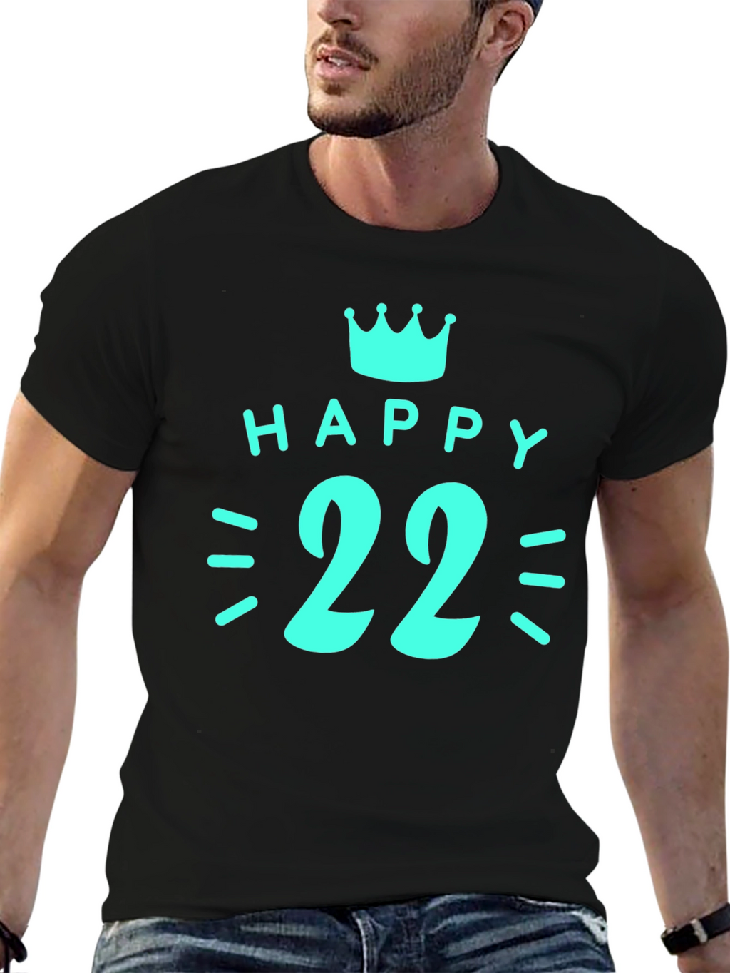Happy 22nd Birthday Graphic T-Shirt - Black