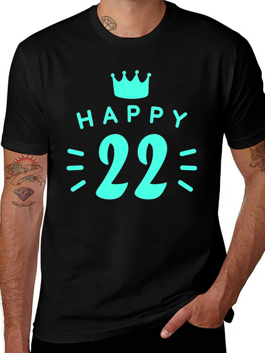 Happy 22nd Birthday Graphic T-Shirt - Black
