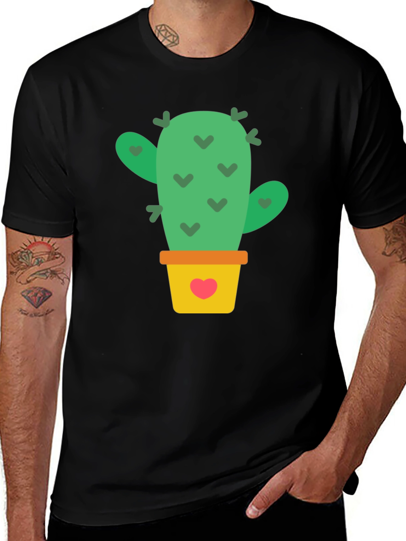 Cactus Love Graphic T-Shirt - Black Cotton Tee