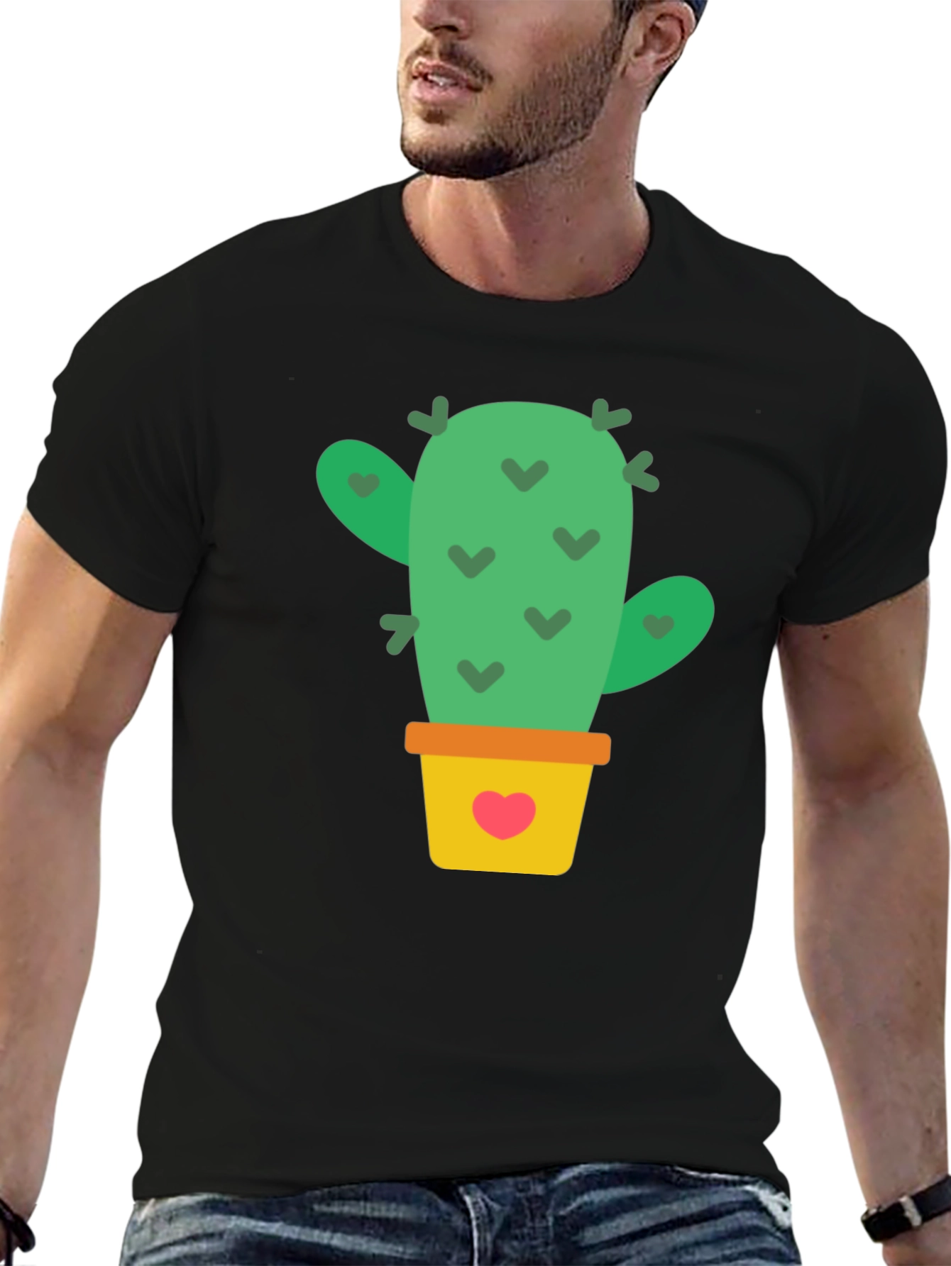 Cactus Love Graphic T-Shirt - Black Cotton Tee