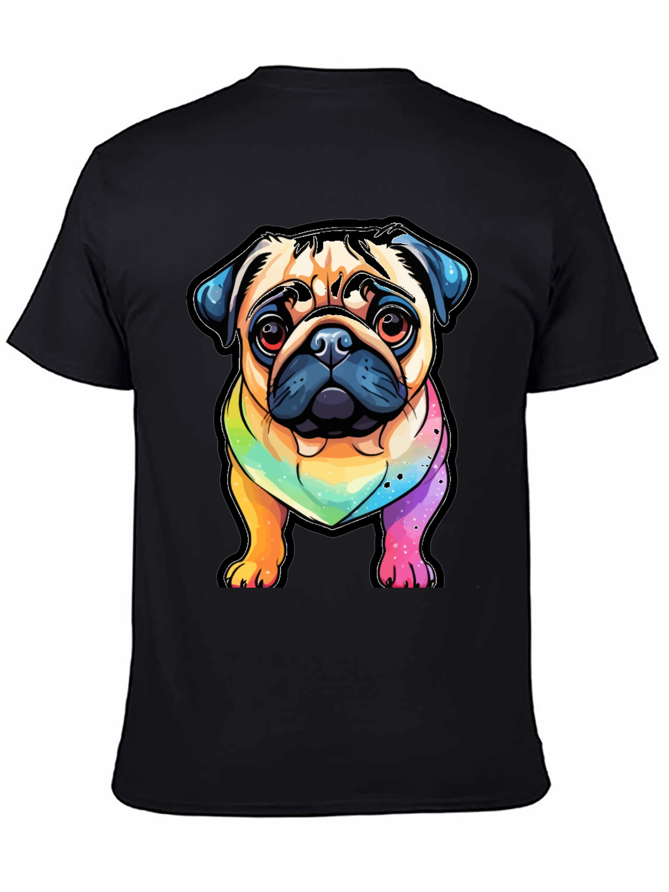 Pug Rainbow T-Shirt - Cartoon Dog Graphic Tee