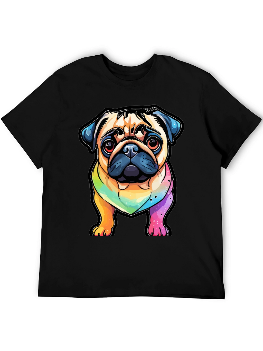 Pug Rainbow T-Shirt - Cartoon Dog Graphic Tee