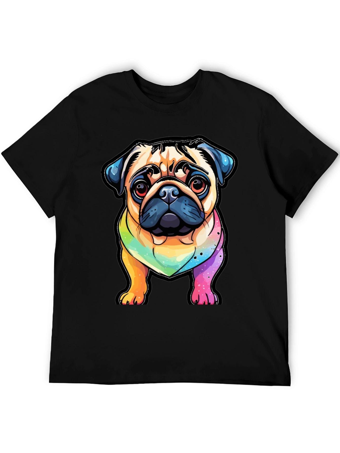 Pug Rainbow T-Shirt - Cartoon Dog Graphic Tee