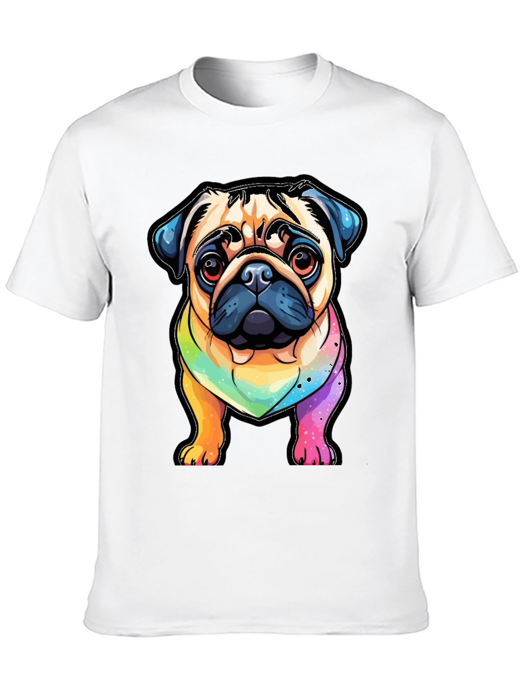 Pug Rainbow T-Shirt - Cartoon Dog Graphic Tee