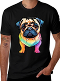 Pug Rainbow T-Shirt - Cartoon Dog Graphic Tee