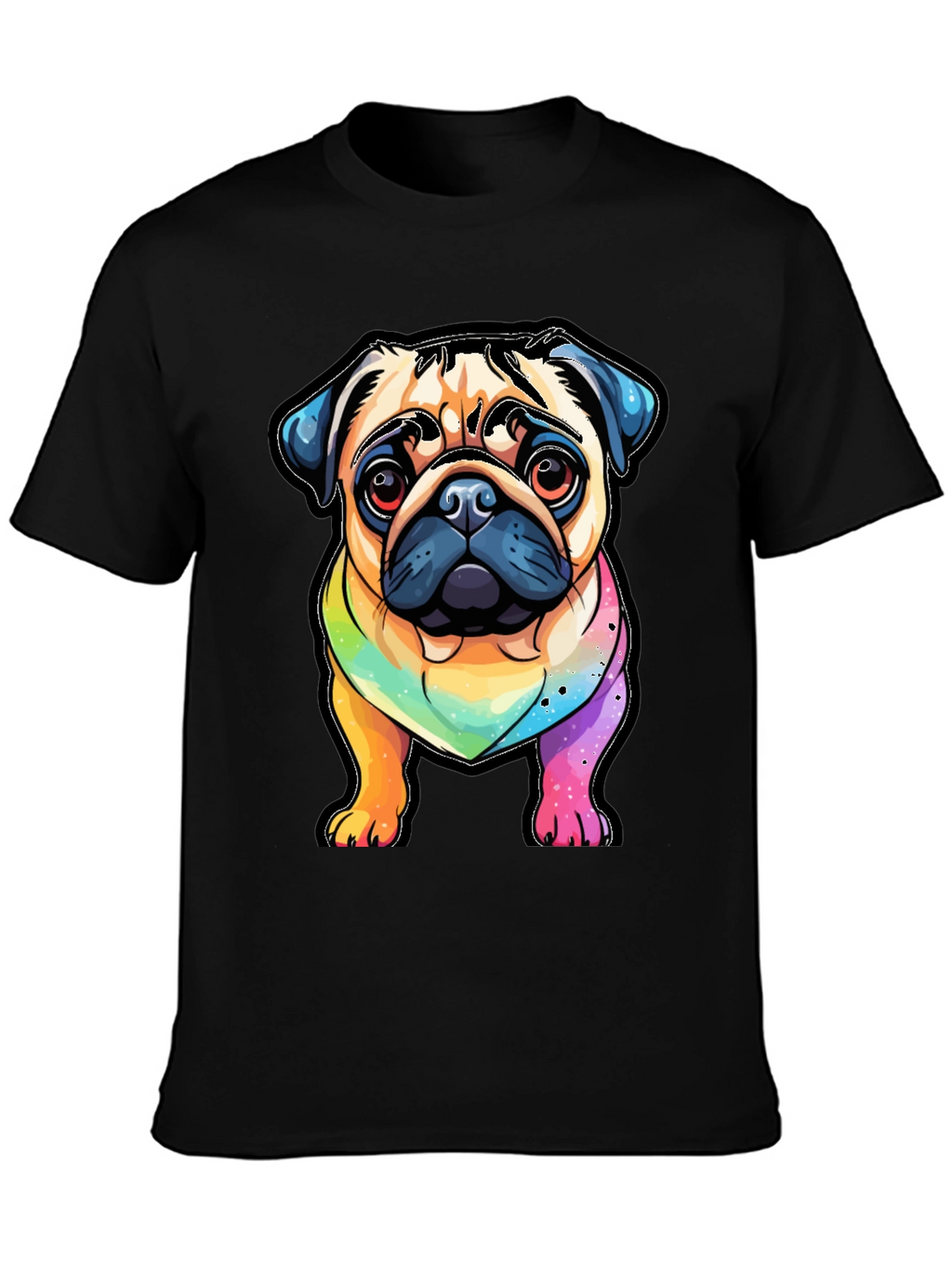 Pug Rainbow T-Shirt - Cartoon Dog Graphic Tee
