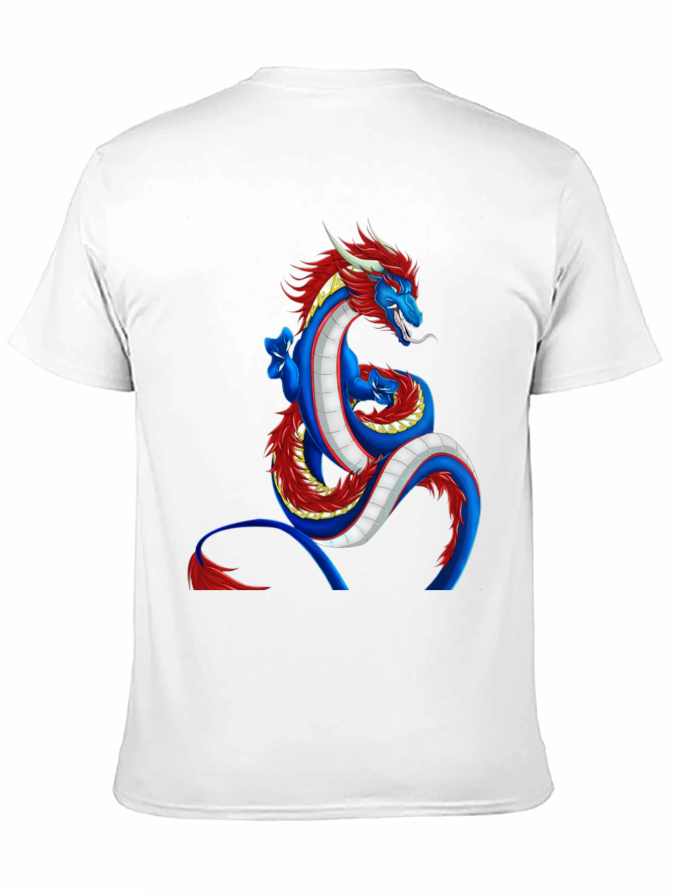 Dragon Graphic Tee - Blue and Red Dragon Design