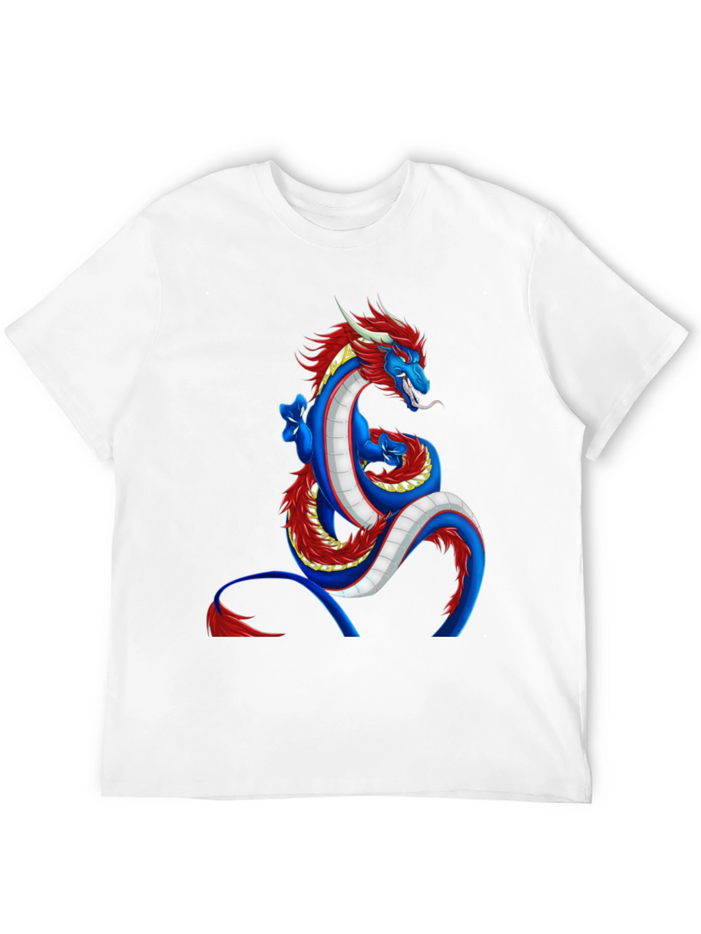 Dragon Graphic Tee - Blue and Red Dragon Design