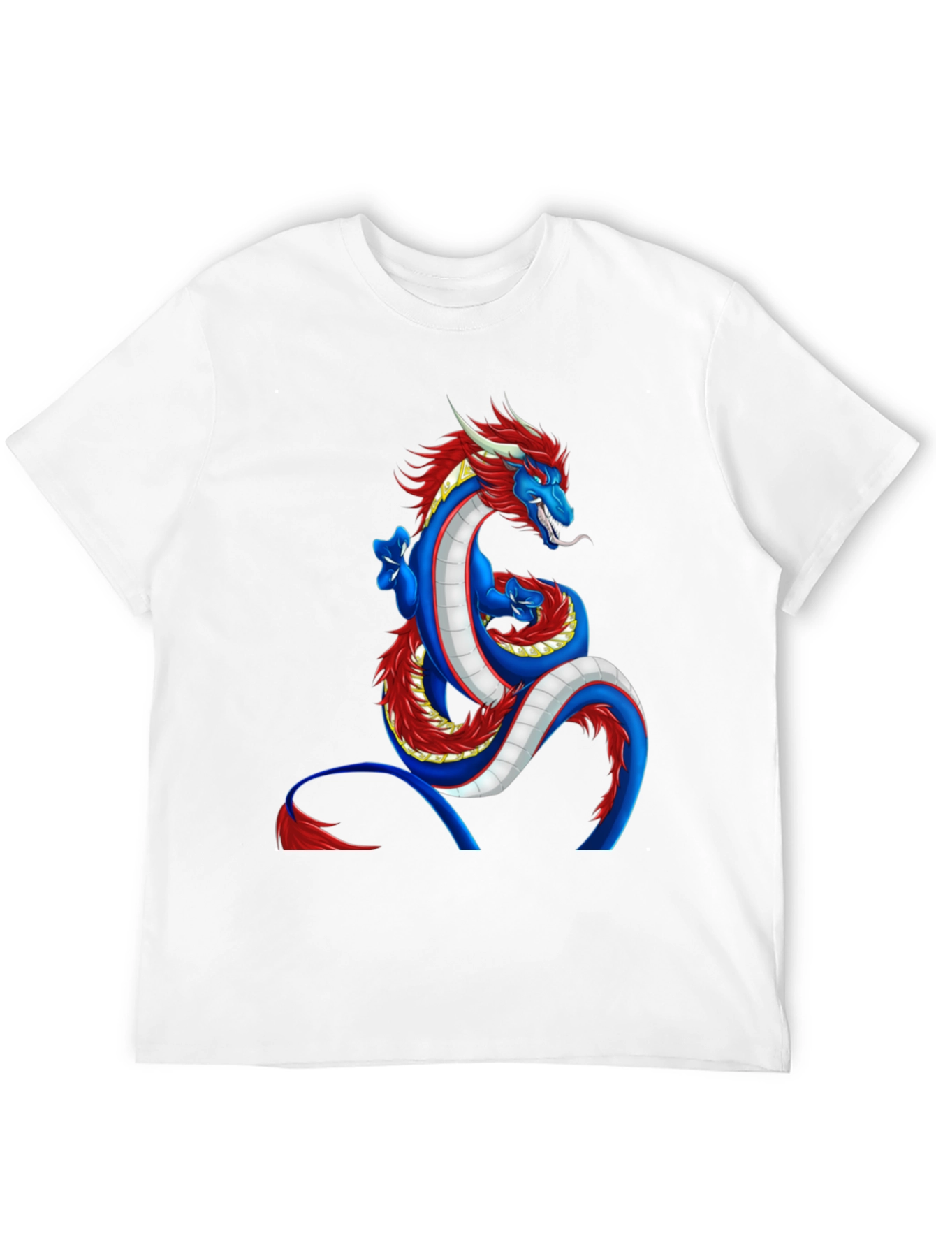 Dragon Graphic Tee - Blue and Red Dragon Design