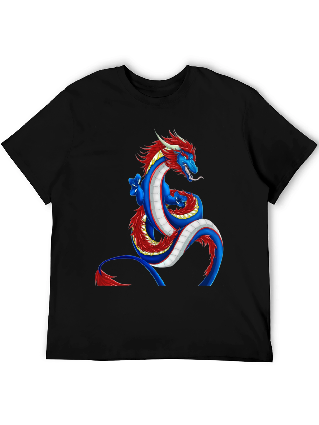 Dragon Graphic Tee - Blue and Red Dragon Design
