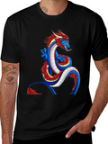 Dragon Graphic Tee - Blue and Red Dragon Design