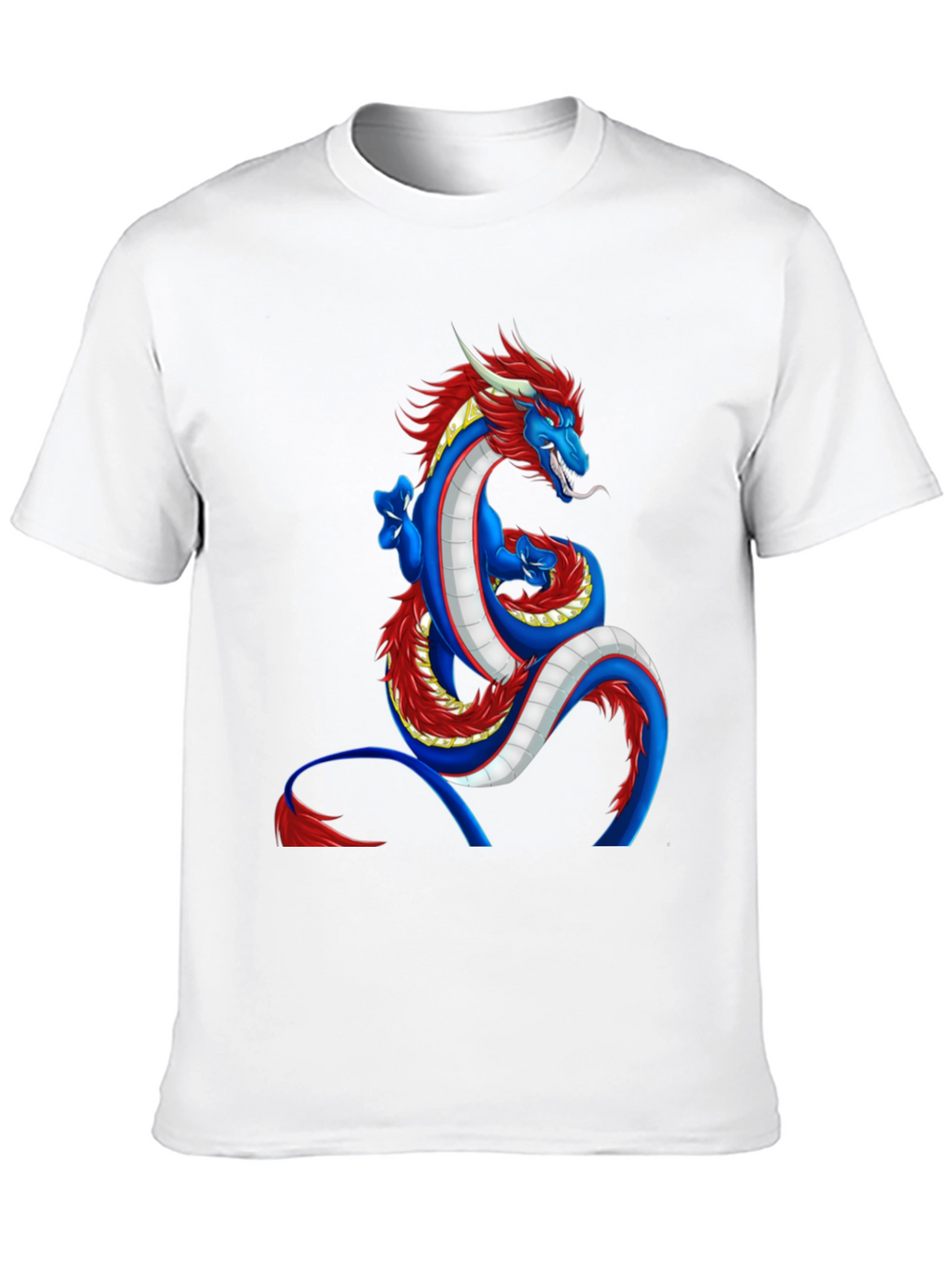 Dragon Graphic Tee - Blue and Red Dragon Design