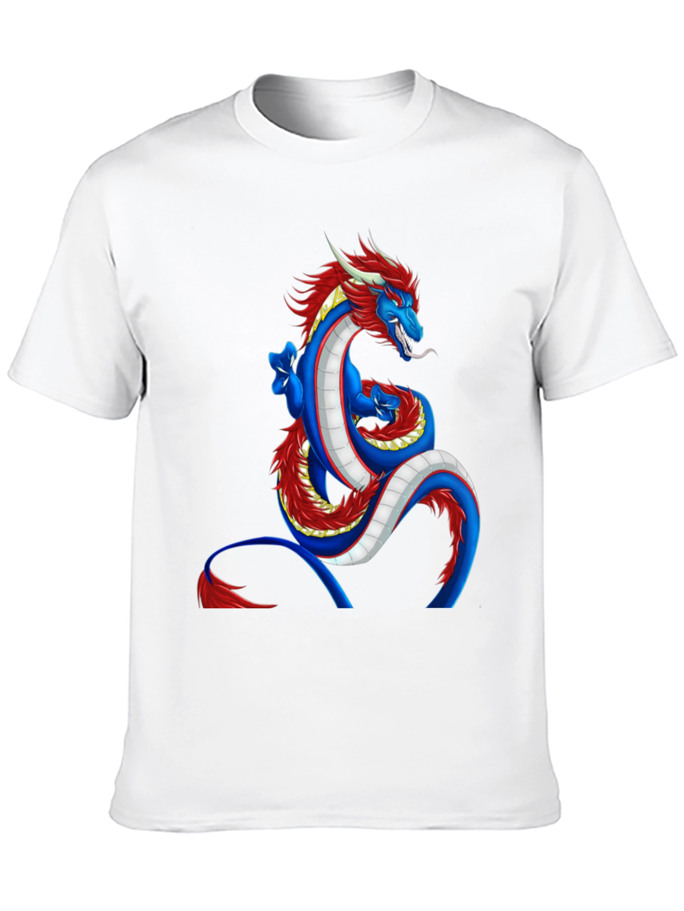 Dragon Graphic Tee - Blue and Red Dragon Design