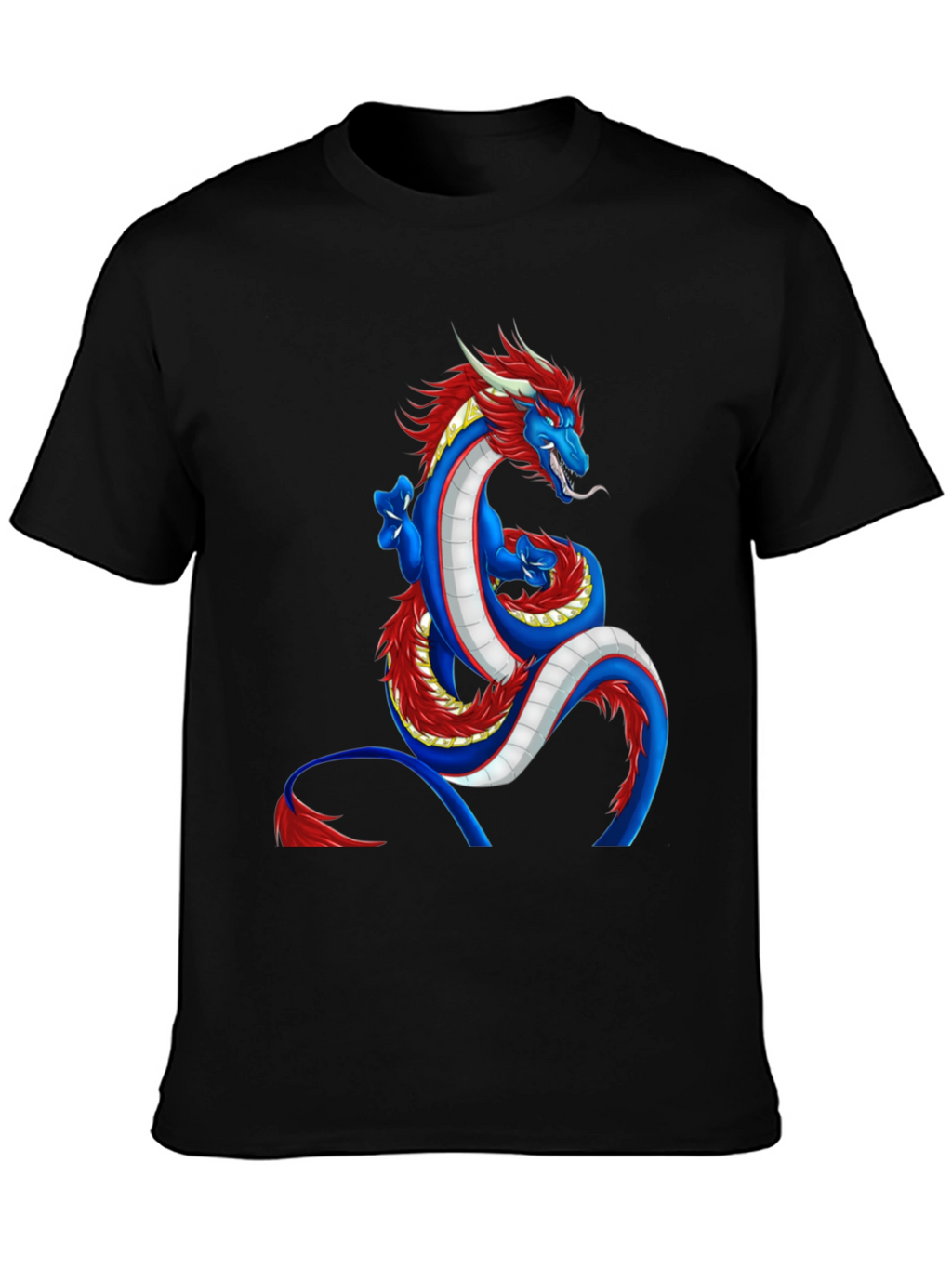 Dragon Graphic Tee - Blue and Red Dragon Design